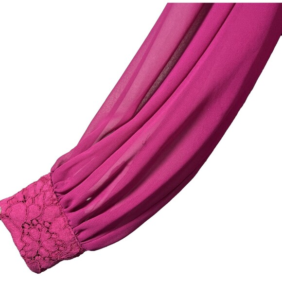 Nanette Lepore Dress Size 6 Red Pomegranate Lace Semi Sheer Sleeve - Picture 5 of 16